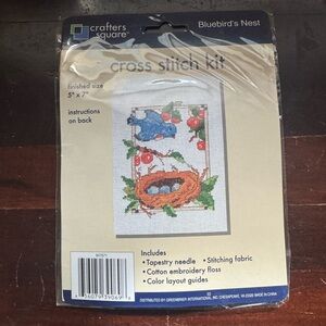 CRAFTERS SQUARE Bluebird's Nest 5" x 7" CROSS STITCH CRAFT KIT Greenbrier Int.